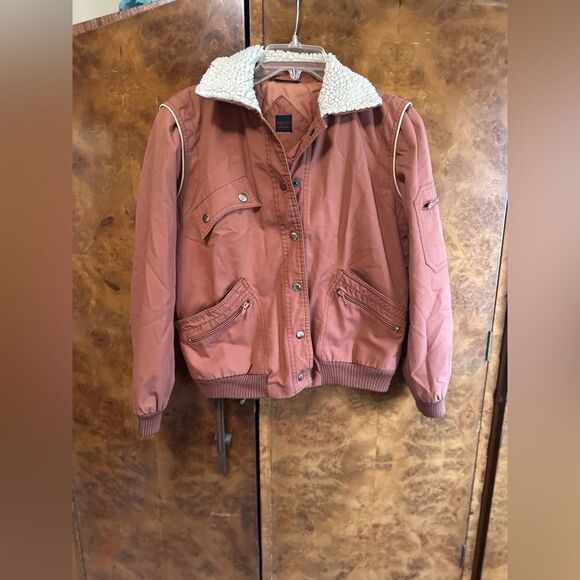 Women's Brown Jacket with Sherpa Collar - Picture 1 of 10